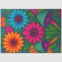 Psychedelische Blumen & Pilze Decoupage