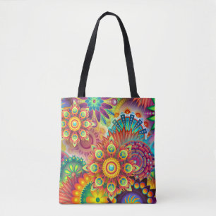 psychedelische Blumen-Tragetasche Tasche