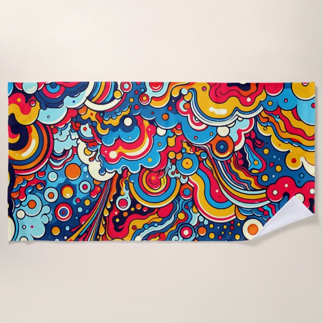 Psychedelische bunte Grafik Strandtuch (Vorderseite)