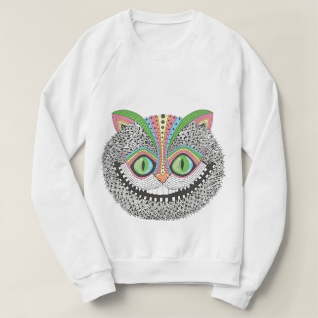 Psychedelische Cheshire-Katze Sweatshirt (Design vorne)
