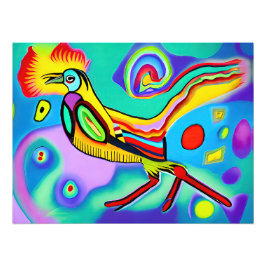 Psychedelische Cockerel: farbenfroher gestreibende Fotodruck