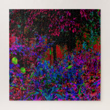 Psychedelische Crimson Red and Black Garden Sunris