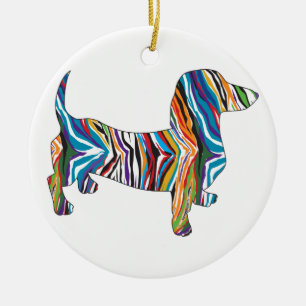 Psychedelische Dackel Keramikornament