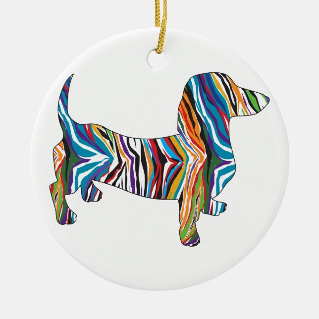 Psychedelische Dackel Keramikornament (Vorne)