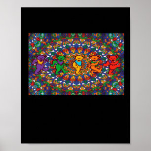 Psychedelische dankbare tanzende Bären Farbige Reg Poster