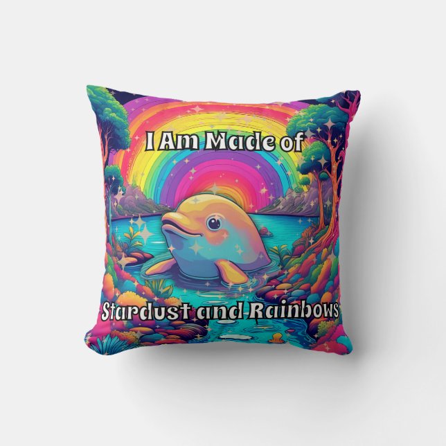 Psychedelische Delphin I Bin Made of Stardust and  Kissen (Vorderseite)