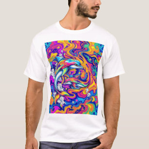 Psychedelische Delphine in Wirbel des Vividen Ozea T-Shirt