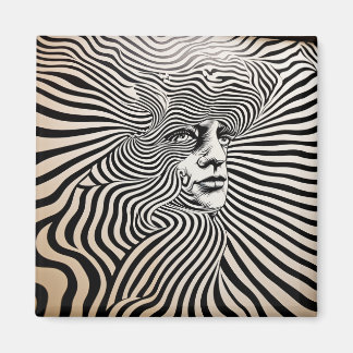 Psychedelische Designs aus Schwarz und Weiß Magnet