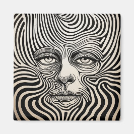 Psychedelische Designs aus Schwarz und Weiß Magnet