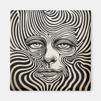 Psychedelische Designs aus Schwarz und Weiß Magnet
