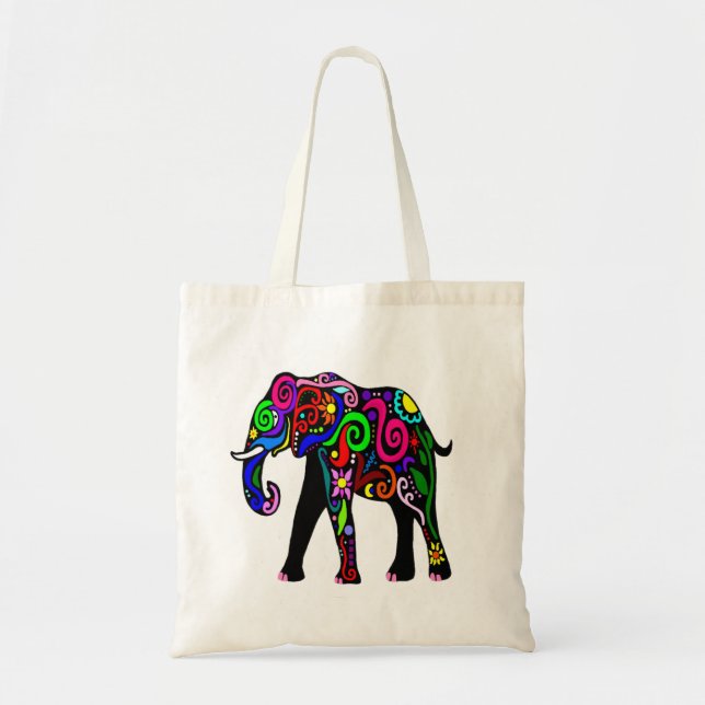 Psychedelische Elefant-Tasche Tragetasche (Vorne)