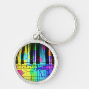 Psychedelische elektrische Klavier-Tastatur und Schlüsselanhänger