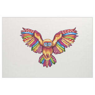 Psychedelische Eule im Flug Stoff