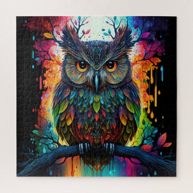 Psychedelische Fantasie Hippy Owl (Vertikal)
