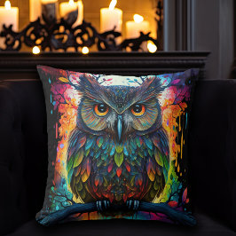 Psychedelische Fantasie Hippy Owl Kissen