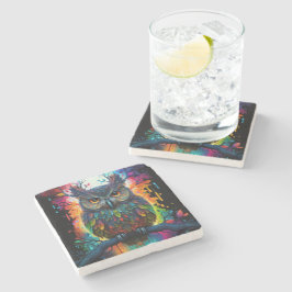 Psychedelische Fantasie Hippy Owl Steinuntersetzer