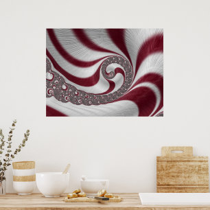 Psychedelische Fantasie Striped Magenta White Spir Poster