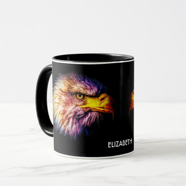 Psychedelische Fantasy Exotic Fraktal Vivid Eagle Tasse (Vorderseite Links)