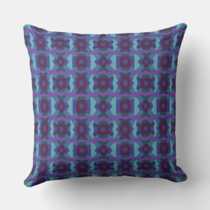 Psychedelische Farbblockpatchwork Lila Aquamarin Kissen