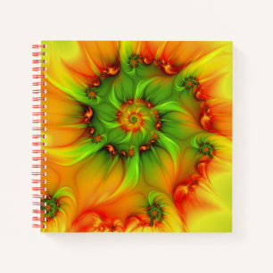 Psychedelische Farben Modernes Abstraktes Fraktal Notizbuch