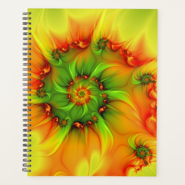 Psychedelische Farben Modernes Abstraktes Fraktal  Planer (Vorderseite)