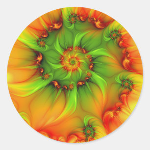 Psychedelische Farben Modernes Abstraktes Fraktal Runder Aufkleber