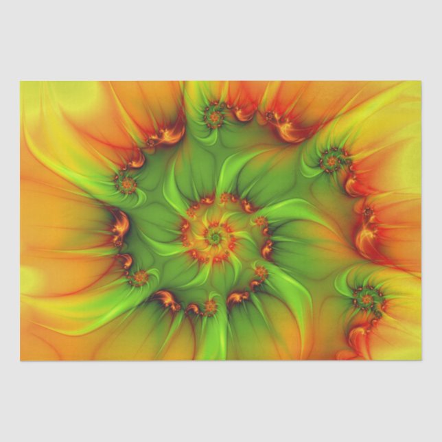Psychedelische Farben Modernes Abstraktes Fraktal  Seidenpapier (Vorderseite)