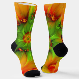 Psychedelische Farben Modernes Abstraktes Fraktal Socken