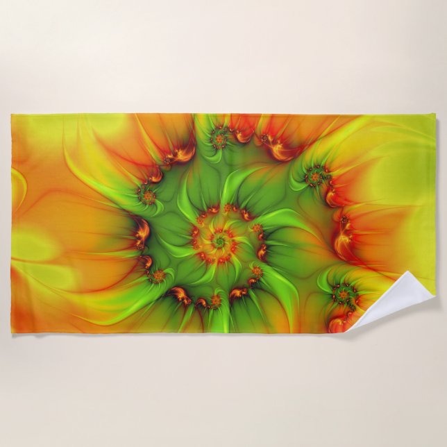 Psychedelische Farben Modernes Abstraktes Fraktal  Strandtuch (Vorderseite)