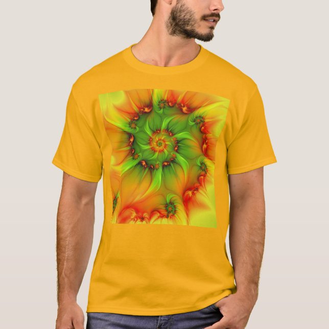 Psychedelische Farben Modernes Abstraktes Fraktal  T-Shirt (Vorderseite)