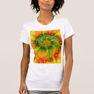 Psychedelische Farben Modernes Abstraktes Fraktal T-Shirt