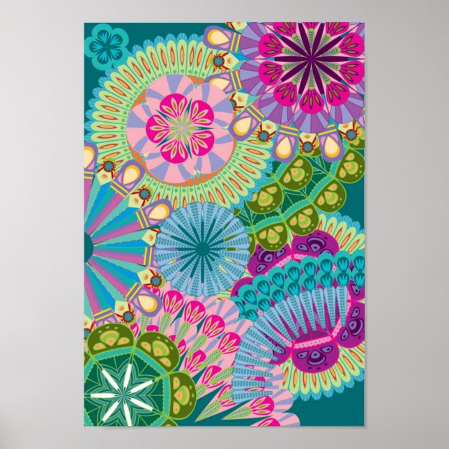 psychedelische Feather-Blume Poster (Vorne)
