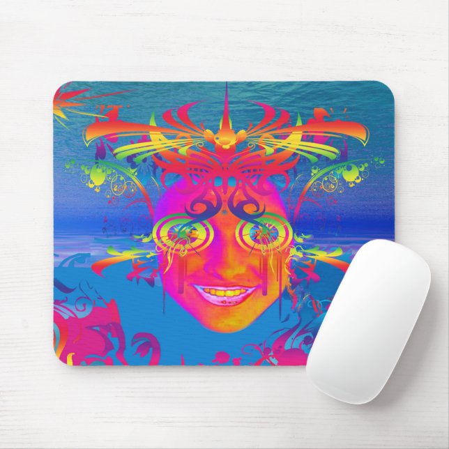 Psychedelische Fischmaus Mousepad (Mit Mouse)