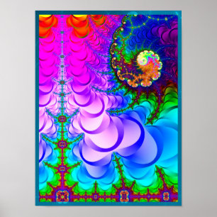 Psychedelische Fraktal-Landschaft Poster