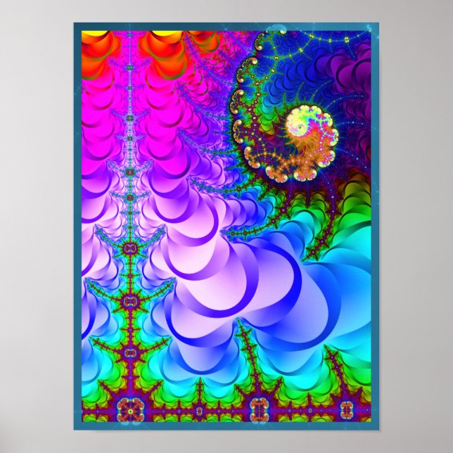 Psychedelische Fraktal-Landschaft Poster (Vorne)