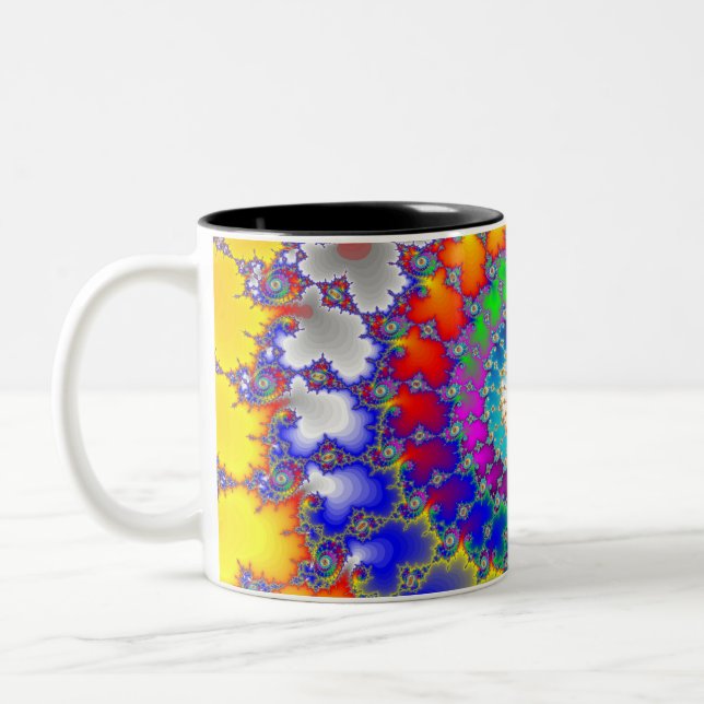 Psychedelische Fraktal-Spiralen Zweifarbige Tasse (Links)