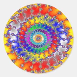 Psychedelische Fraktal Spirals Runder Aufkleber