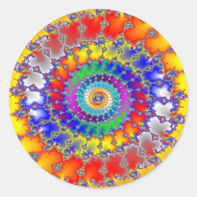 Psychedelische Fraktal Spirals Runder Aufkleber (Vorderseite)