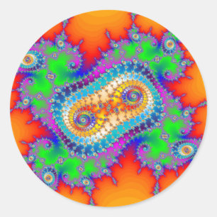 Psychedelische Fraktal Spirals Runder Aufkleber