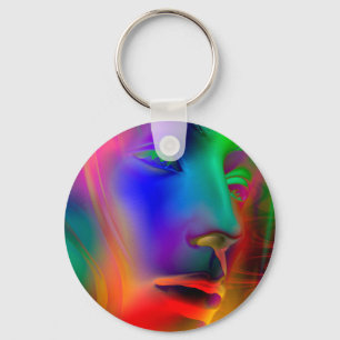 Psychedelische Frauen Gesicht Schlüsselanhänger