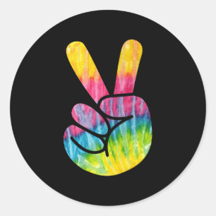 Psychedelische Friedensfingers Hand Sign Runder Aufkleber