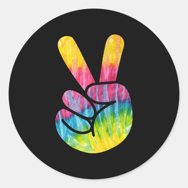 Psychedelische Friedensfingers Hand Sign Runder Aufkleber (Vorderseite)