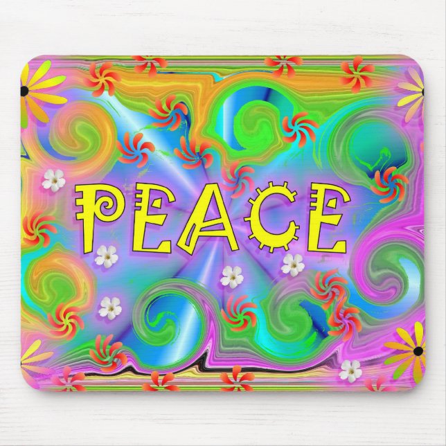 Psychedelische Friedensmausunterlage Mousepad (Vorne)