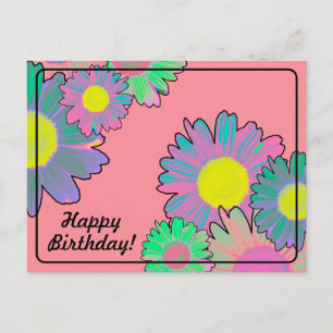 Psychedelische Gänseblümchen Alles Gute zum Geburt Postkarte