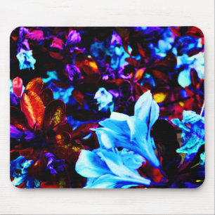 Psychedelische Garten-Blumen blaues lila Fuschia Mousepad