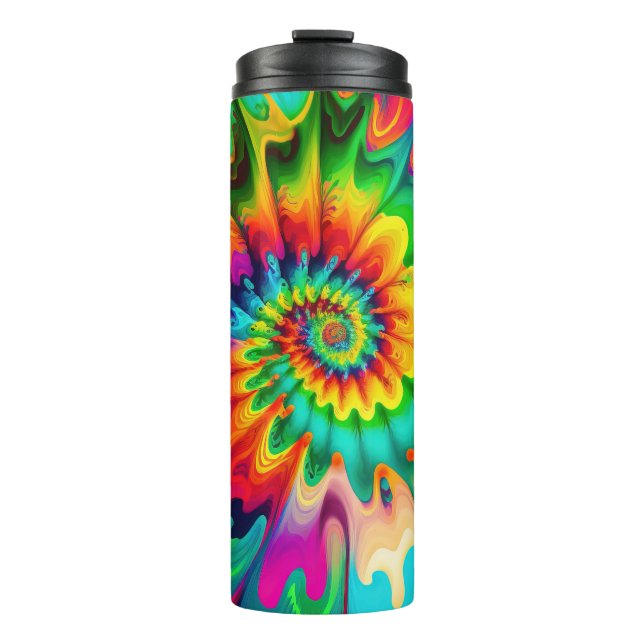 Psychedelische Gefärbte Krawatte Retro Surreal Thermosbecher (Vorderseite)