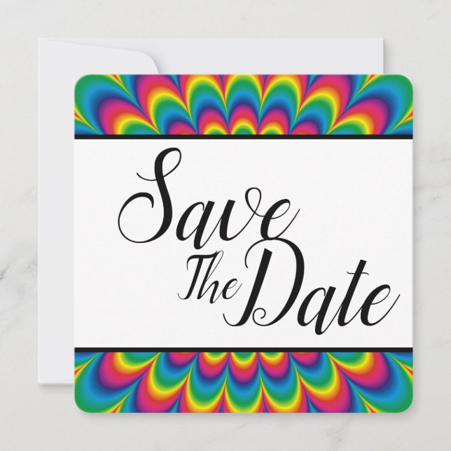 Psychedelische Gefärbte Krawatte Save the Date (Vorderseite)