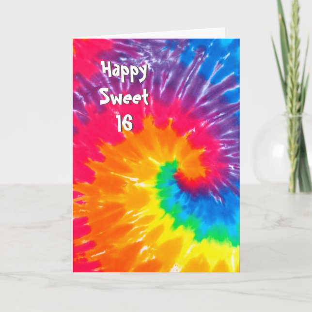 Psychedelische Gefärbte Krawatte Sweet 16 Karte (Vorderseite)