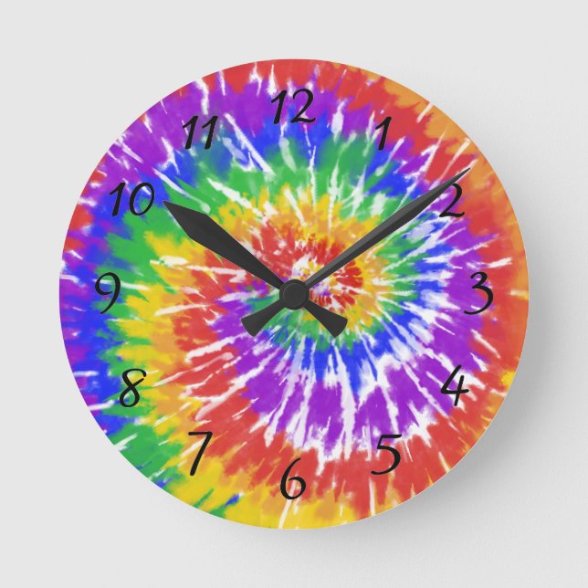 Psychedelische Gefärbte Krawatte Wohngestaltung Runde Wanduhr (Vorderseite)