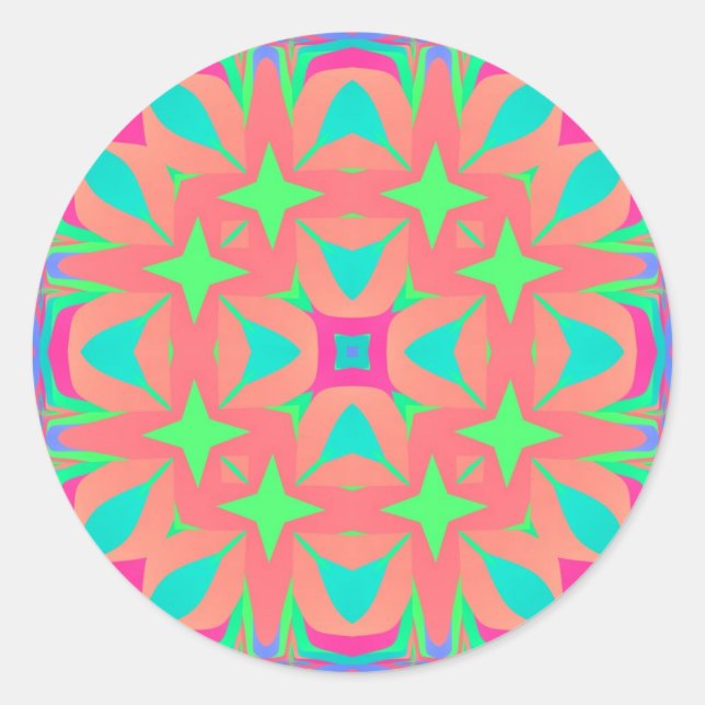 Psychedelische Geometrie Mandala Runder Aufkleber (Vorderseite)